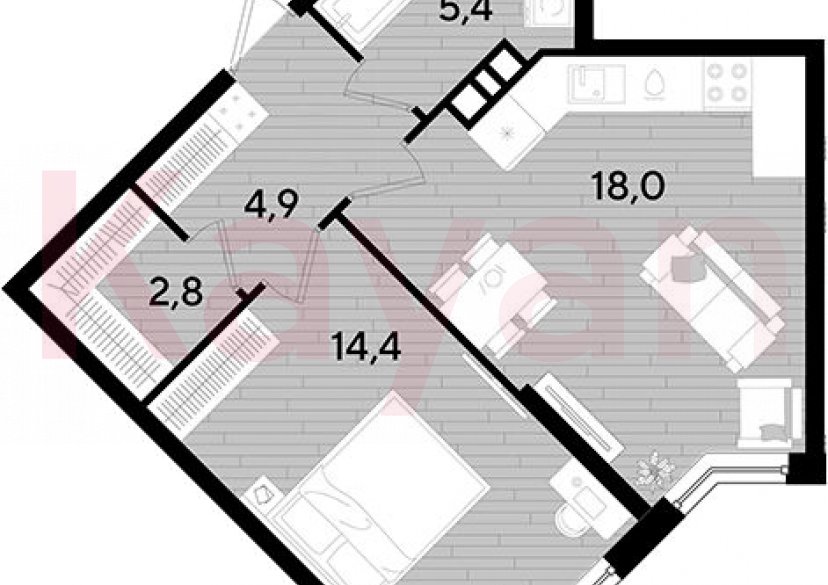 Продажа 1-комн. квартиры, 45.5 кв.м фото 0 Продажа 1-комн. квартиры, 45.5 кв.м фото 0