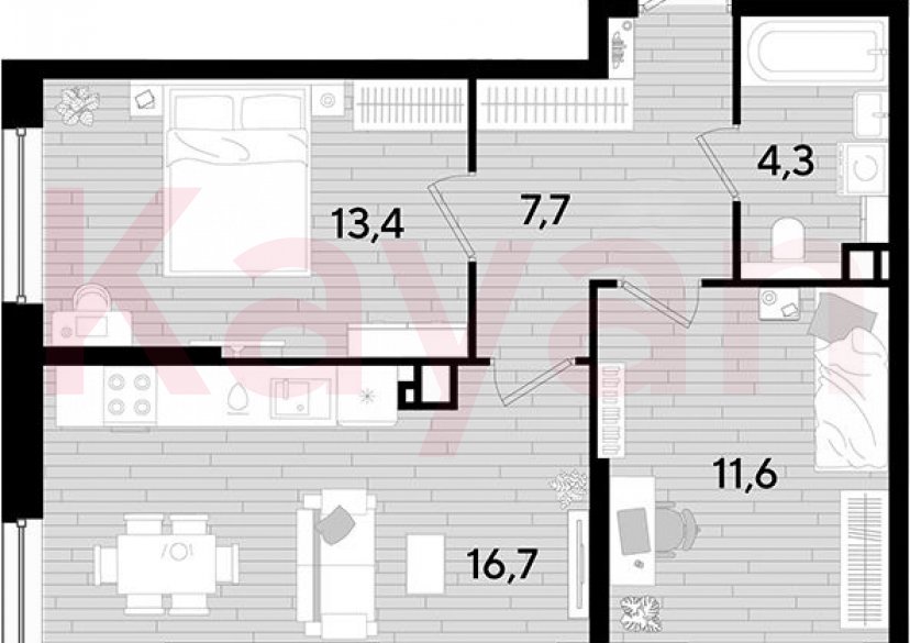 Продажа 2-комн. квартиры, 53.7 кв.м фото 0 Продажа 2-комн. квартиры, 53.7 кв.м фото 0