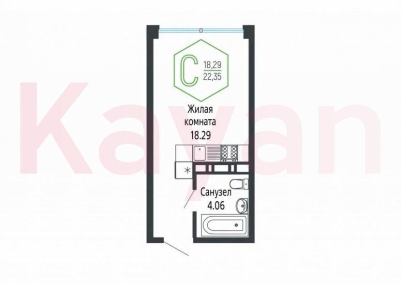 Продажа студии, 23.35 кв.м фото 5 Продажа студии, 23.35 кв.м фото 5