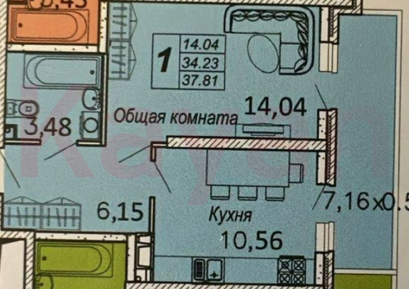 Продажа 1-комн. квартиры, 38 кв.м фото 5