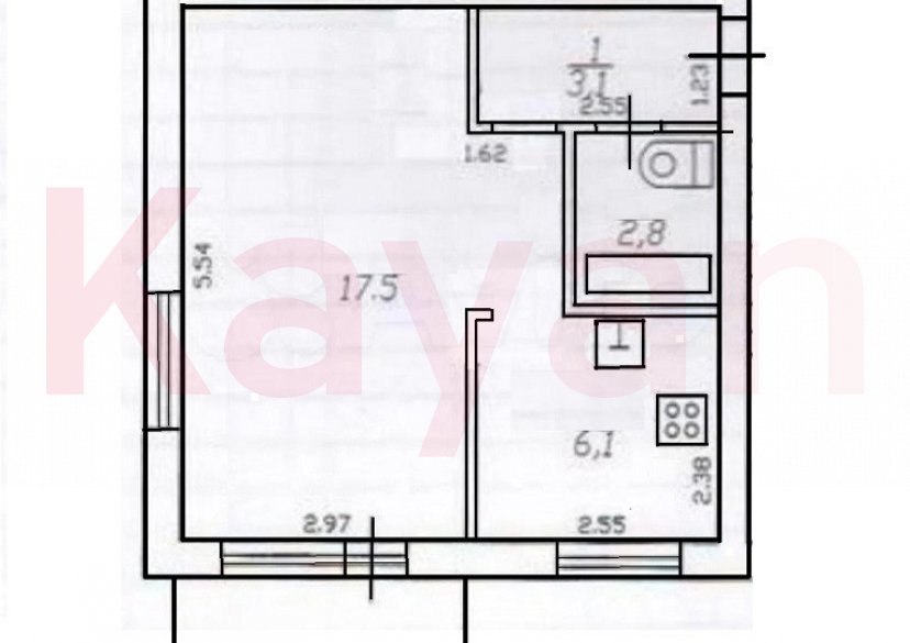 Продажа 1-комн. квартиры, 31.4 кв.м фото 2