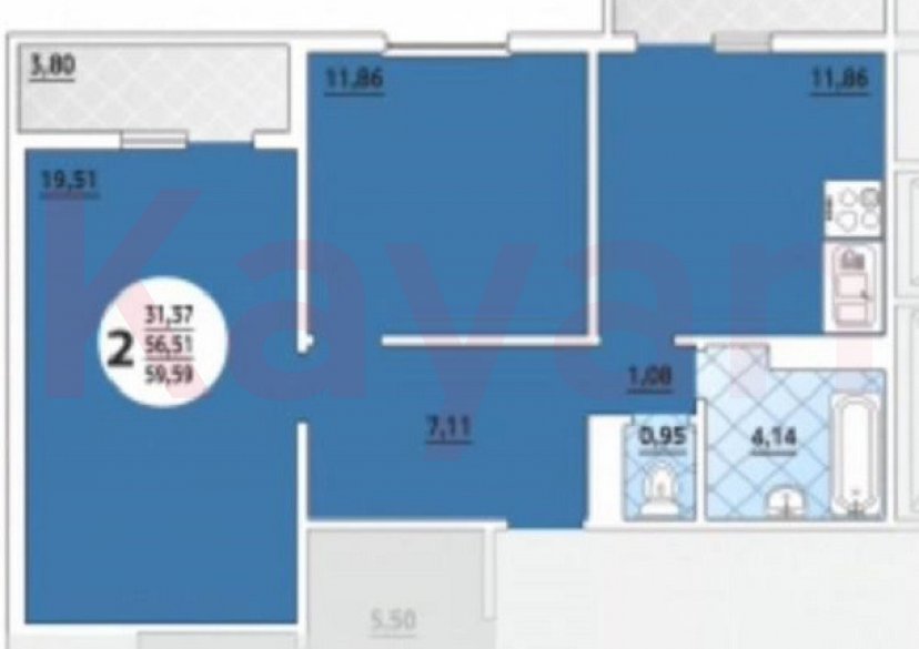 Продажа 2-комн. квартиры, 56 кв.м фото 22