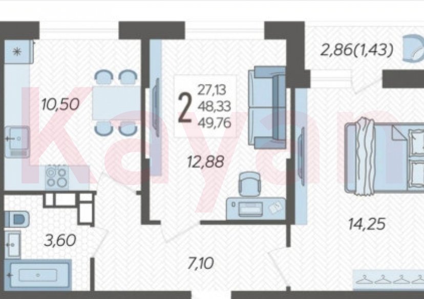 Продажа 2-комн. квартиры, 52 кв.м фото 6
