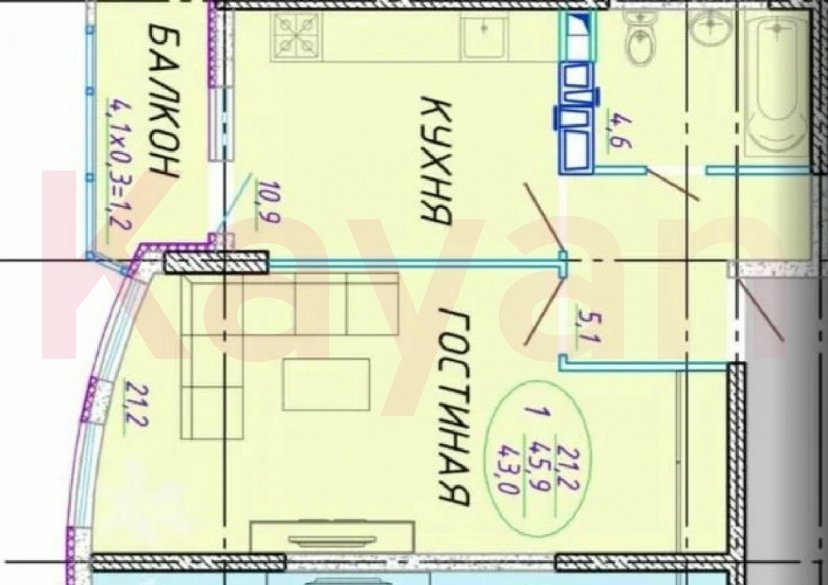 Продажа 1-комн. квартиры, 43 кв.м фото 11