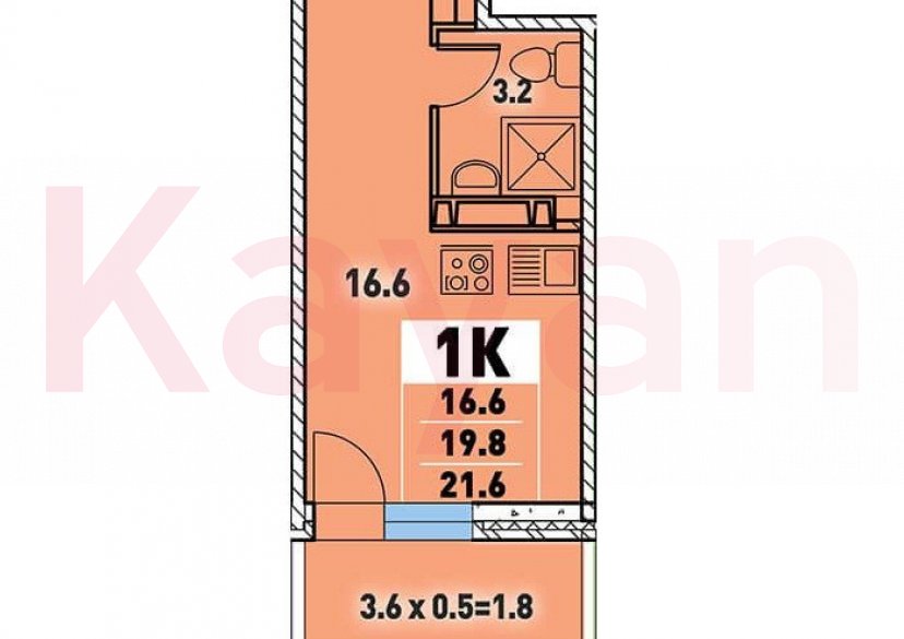 Продажа студии, 21.6 кв.м фото 4