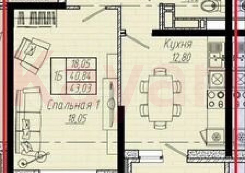 Продажа 1-комн. квартиры, 43 кв.м фото 3 Продажа 1-комн. квартиры, 43 кв.м фото 3
