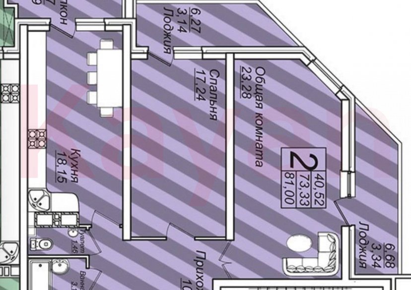 Продажа 2-комн. квартиры, 73.3 кв.м фото 18