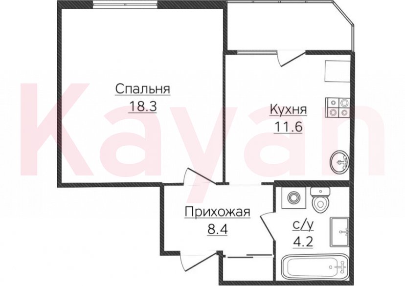 Продажа 1-комн. квартиры, 42.8 кв.м фото 13