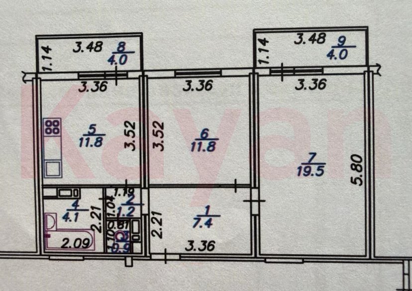 Продажа 2-комн. квартиры, 60.7 кв.м фото 10
