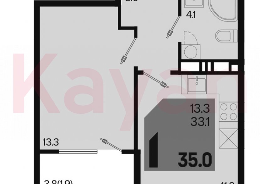 Продажа 1-комн. квартиры, 36 кв.м фото 2
