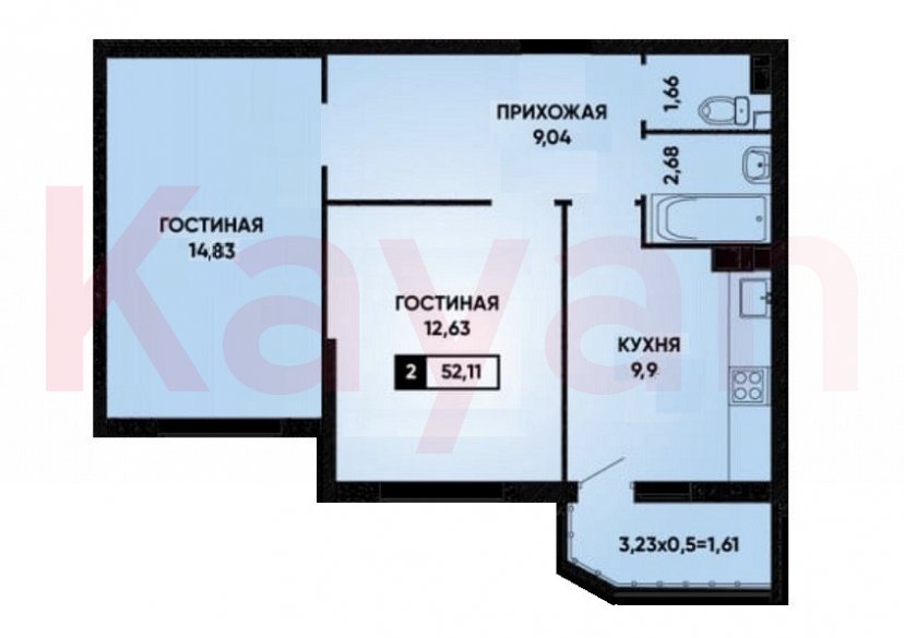 Продажа 2-комн. квартиры, 51 кв.м фото 1
