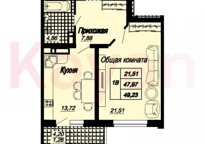 Продажа 1-комн. квартиры, 49.2 кв.м фото 6 Продажа 1-комн. квартиры, 49.2 кв.м фото 6
