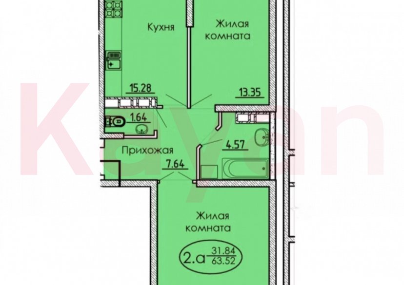 Продажа 2-комн. квартиры, 64 кв.м фото 14