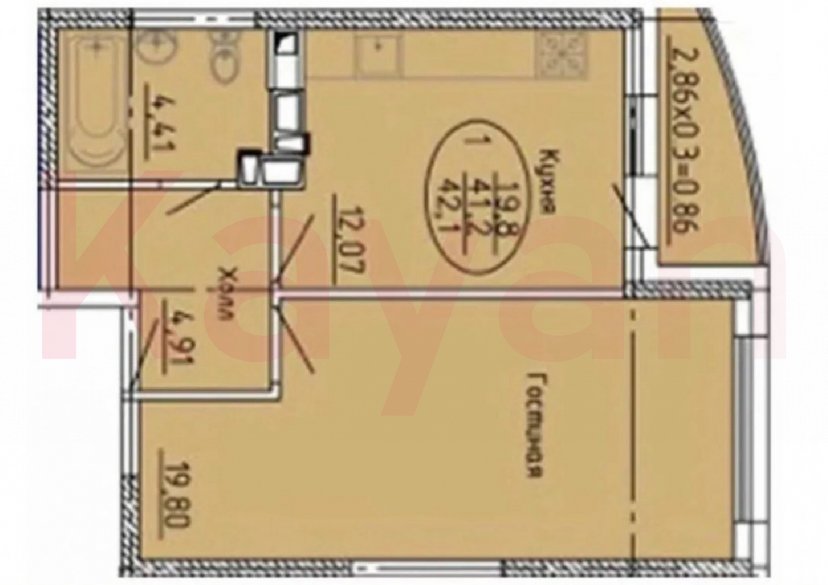 Продажа 1-комн. квартиры, 42.2 кв.м фото 10