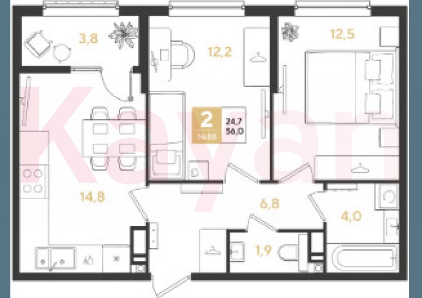 Продажа 2-комн. квартиры, 56 кв.м фото 5