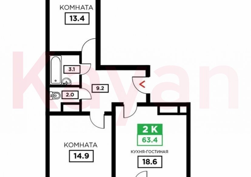 Продажа 2-комн. квартиры, 62.7 кв.м фото 17