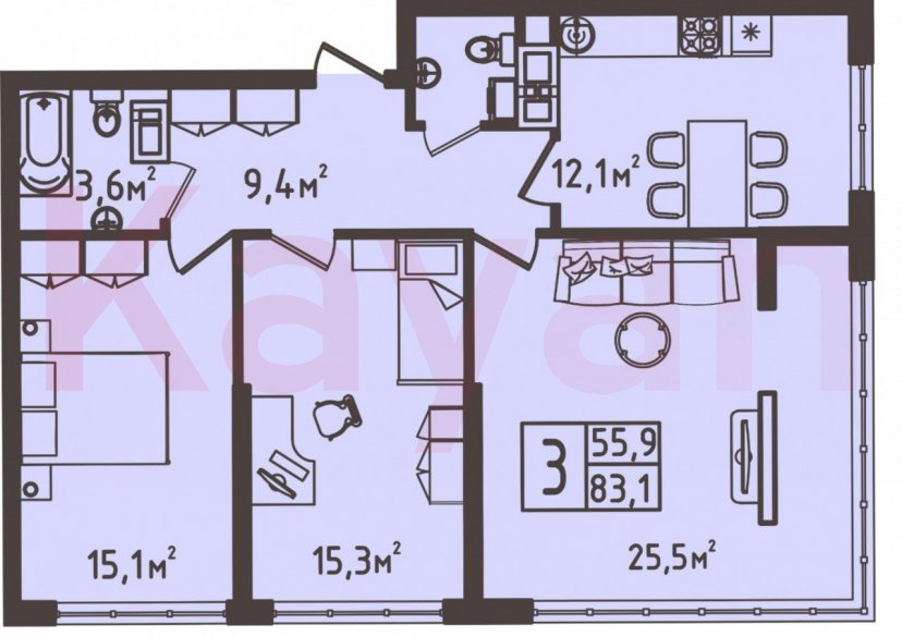 Продажа 3-комн. квартиры, 83.1 кв.м фото 2 Продажа 3-комн. квартиры, 83.1 кв.м фото 2