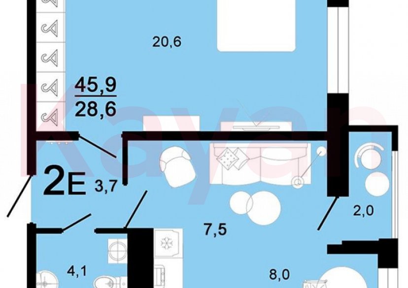 Продажа 2-комн. квартиры, 45.9 кв.м фото 4 Продажа 2-комн. квартиры, 45.9 кв.м фото 4