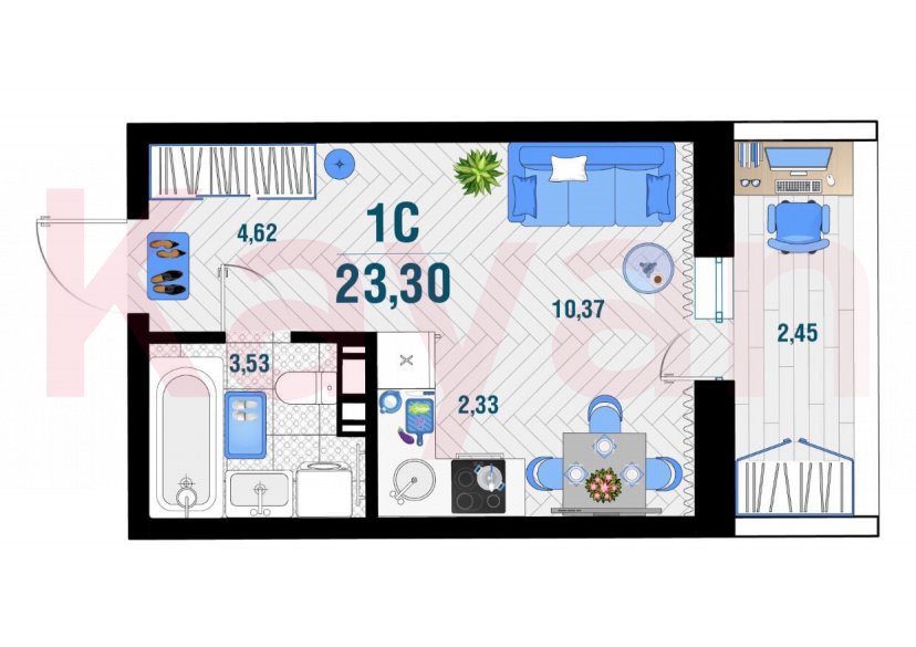 Продажа студии, 23.3 кв.м фото 0 Продажа студии, 23.3 кв.м фото 0