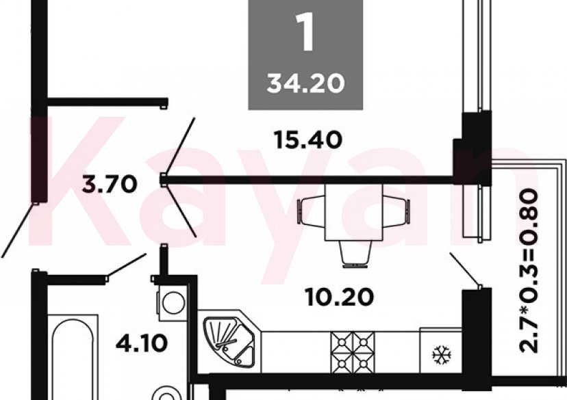 Продажа 1-комн. квартиры, 34.2 кв.м фото 4 Продажа 1-комн. квартиры, 34.2 кв.м фото 4