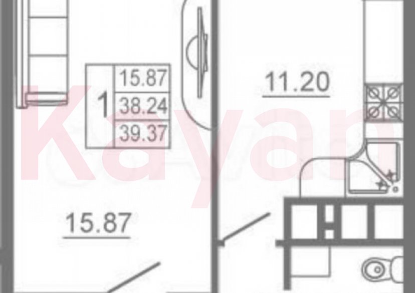 Продажа 1-комн. квартиры, 39.3 кв.м фото 8