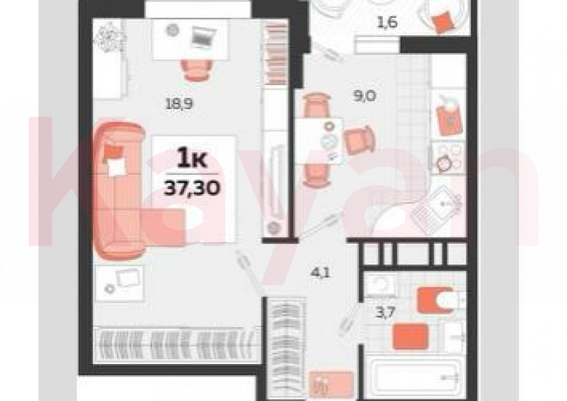 Продажа 1-комн. квартиры, 37.3 кв.м фото 13