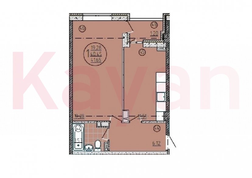 Продажа 1-комн. квартиры, 41.6 кв.м фото 8