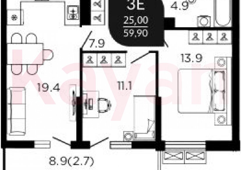 Продажа 3-комн. квартиры, 59 кв.м фото 0 Продажа 3-комн. квартиры, 59 кв.м фото 0