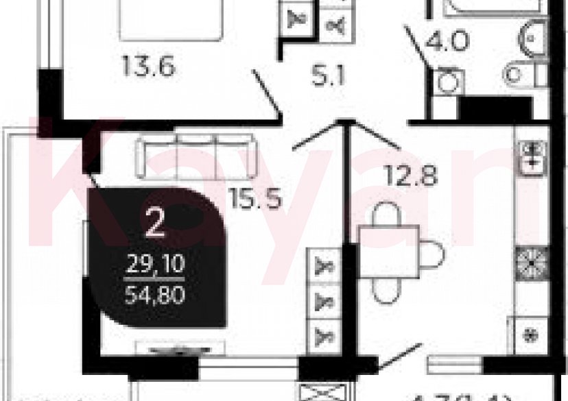 Продажа 2-комн. квартиры, 52.4 кв.м фото 0 Продажа 2-комн. квартиры, 52.4 кв.м фото 0