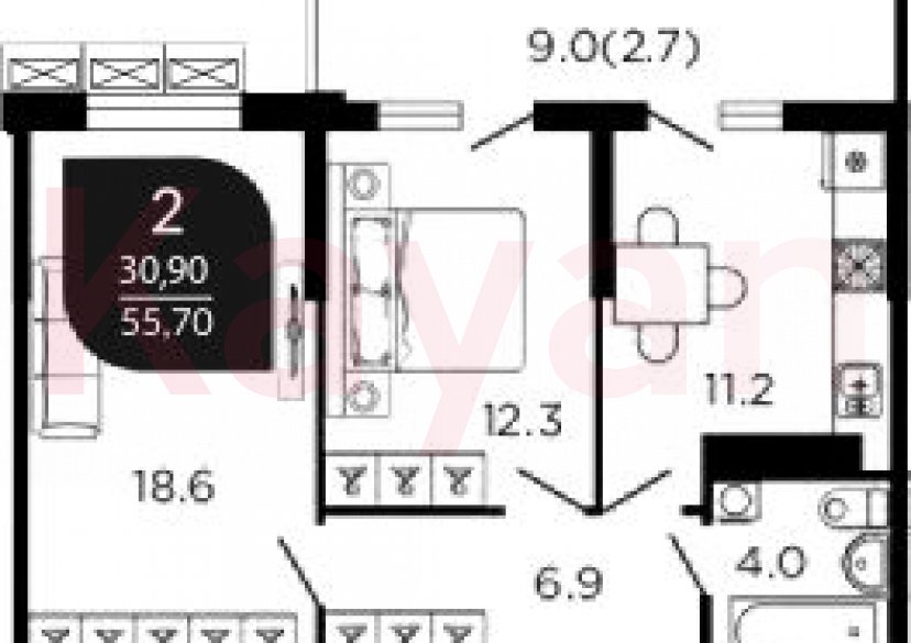 Продажа 2-комн. квартиры, 54.5 кв.м фото 0 Продажа 2-комн. квартиры, 54.5 кв.м фото 0