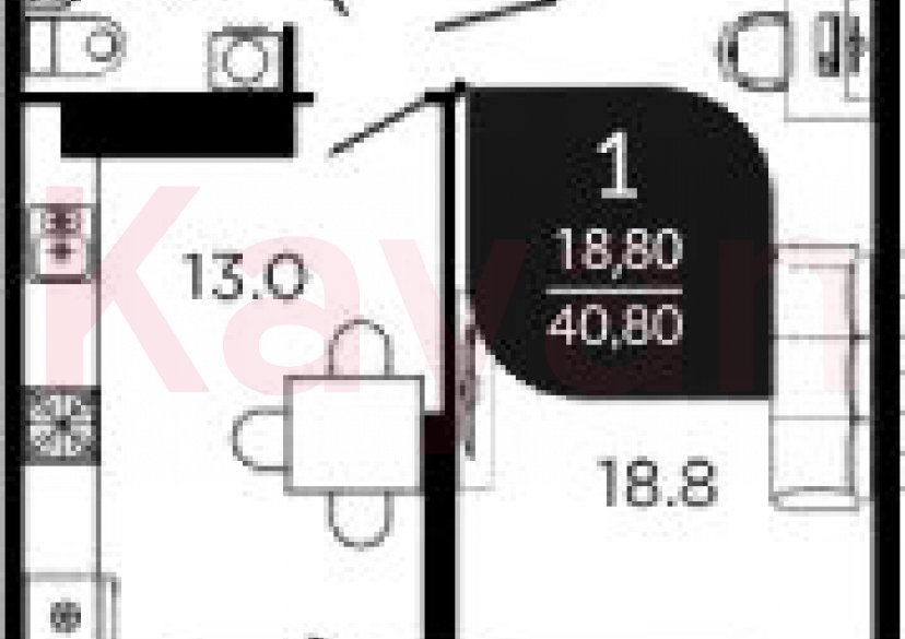 Продажа 1-комн. квартиры, 40.8 кв.м фото 0