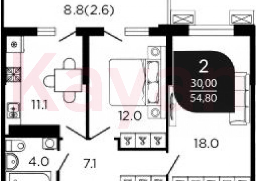 Продажа 2-комн. квартиры, 54.1 кв.м фото 0