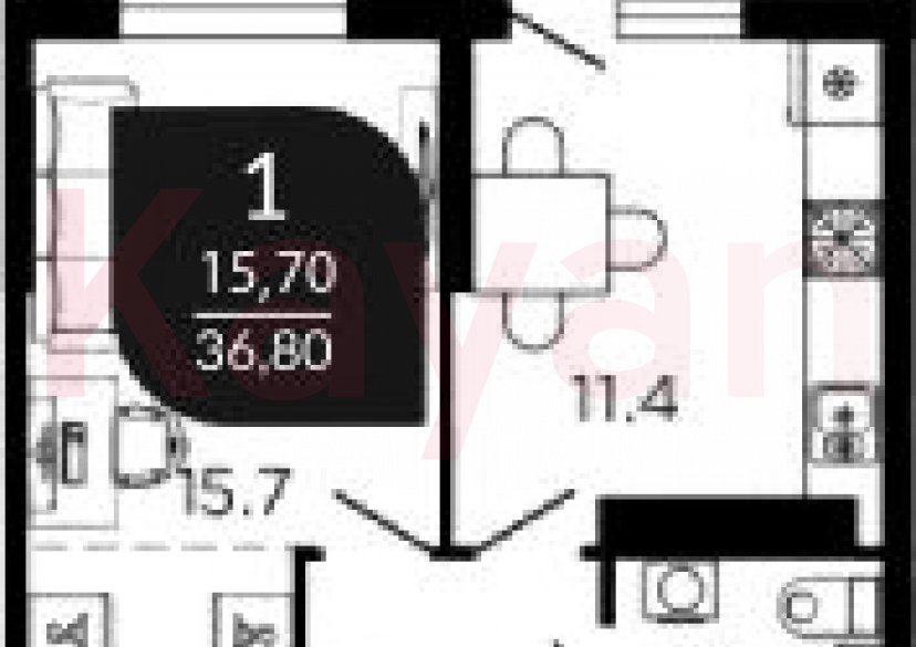 Продажа 1-комн. квартиры, 36.9 кв.м фото 0