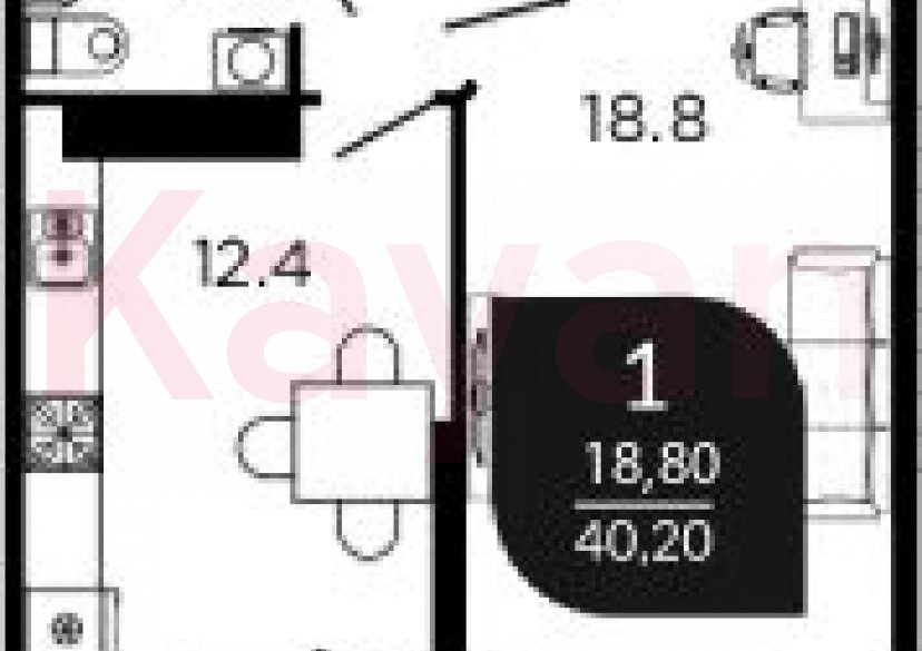 Продажа 1-комн. квартиры, 40.2 кв.м фото 0