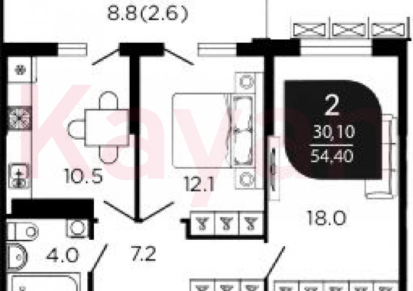 Продажа 2-комн. квартиры, 53.4 кв.м фото 0 Продажа 2-комн. квартиры, 53.4 кв.м фото 0