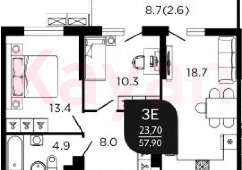 Продажа 3-комн. квартиры, 57.2 кв.м фото 0 Продажа 3-комн. квартиры, 57.2 кв.м фото 0