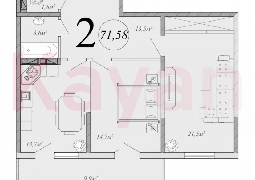 Продажа 2-комн. квартиры, 68.61 кв.м фото 0 Продажа 2-комн. квартиры, 68.61 кв.м фото 0