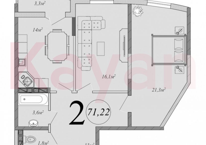 Продажа 2-комн. квартиры, 69.57 кв.м фото 0 Продажа 2-комн. квартиры, 69.57 кв.м фото 0