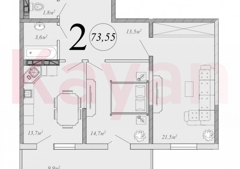 Продажа 2-комн. квартиры, 68.6 кв.м фото 0 Продажа 2-комн. квартиры, 68.6 кв.м фото 0