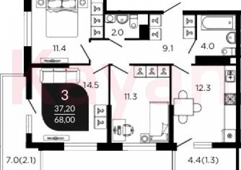 Продажа 3-комн. квартиры, 66.6 кв.м фото 0 Продажа 3-комн. квартиры, 66.6 кв.м фото 0