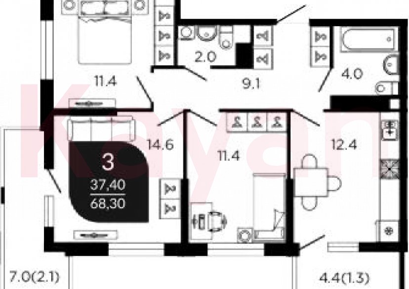 Продажа 3-комн. квартиры, 66.8 кв.м фото 0 Продажа 3-комн. квартиры, 66.8 кв.м фото 0