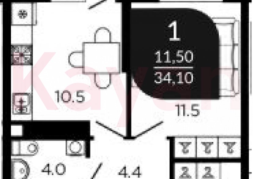 Продажа 1-комн. квартиры, 34.2 кв.м фото 0