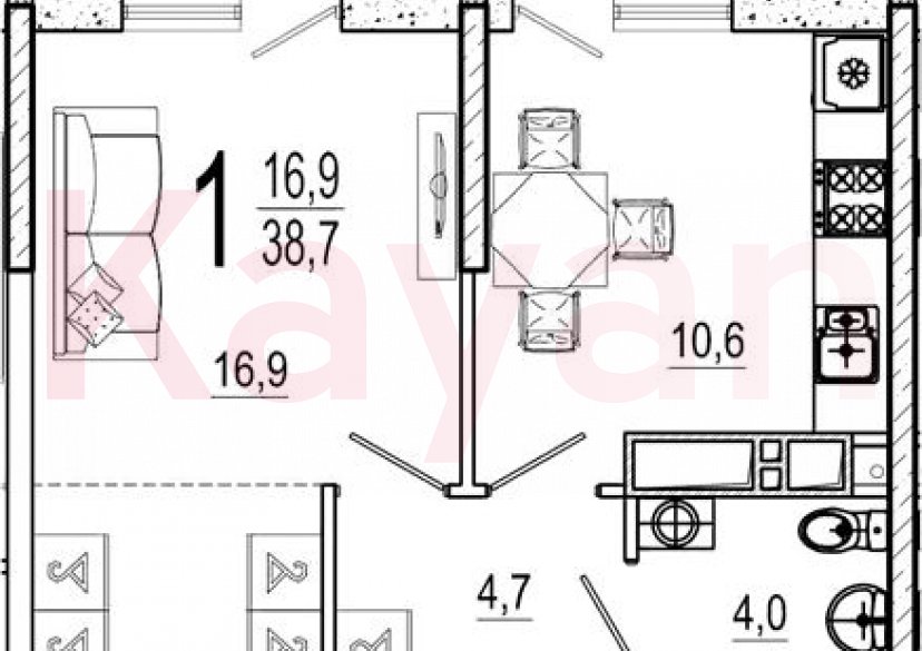 Продажа 1-комн. квартиры, 37.3 кв.м фото 0 Продажа 1-комн. квартиры, 37.3 кв.м фото 0