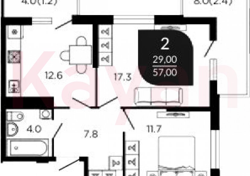 Продажа 2-комн. квартиры, 54.5 кв.м фото 0