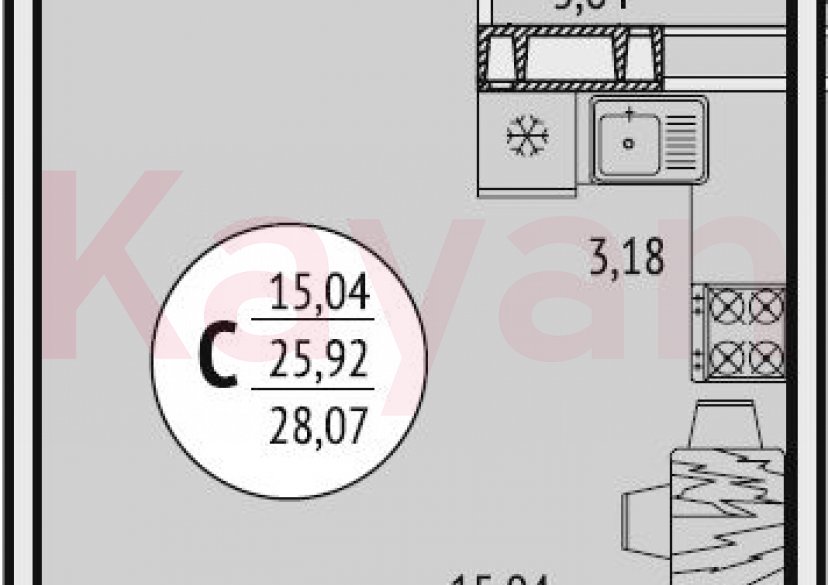 Продажа студии, 25.92 кв.м фото 0 Продажа студии, 25.92 кв.м фото 0