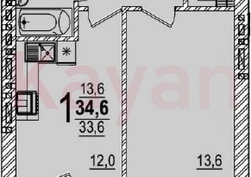 Продажа 1-комн. квартиры, 33.6 кв.м фото 0