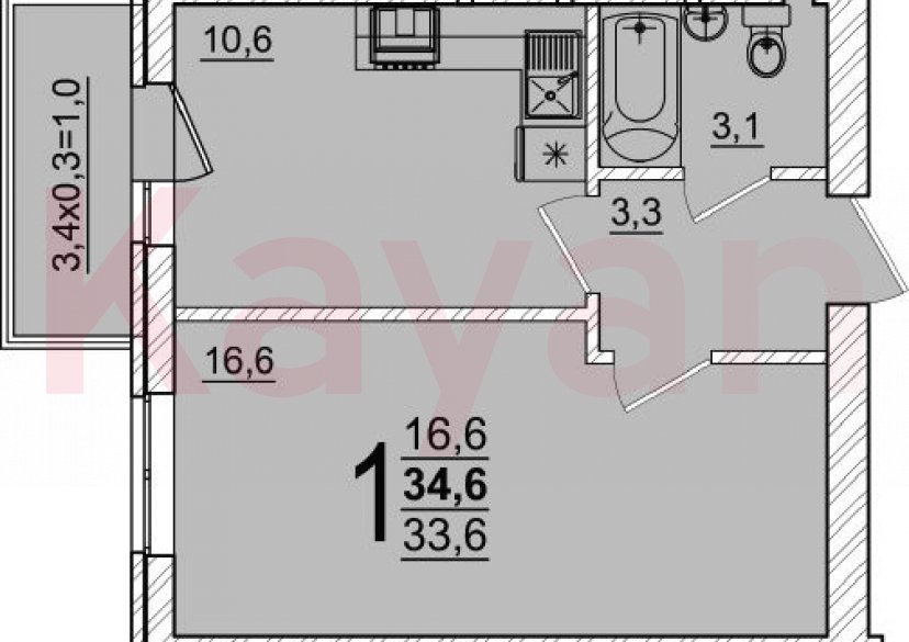 Продажа 1-комн. квартиры, 33.6 кв.м фото 0 Продажа 1-комн. квартиры, 33.6 кв.м фото 0