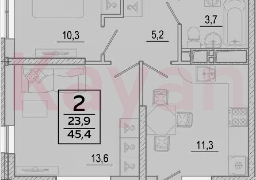 Продажа 2-комн. квартиры, 44.1 кв.м фото 0