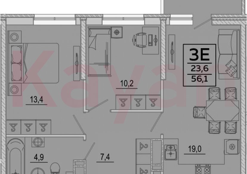 Продажа 3-комн. квартиры, 54.9 кв.м фото 0 Продажа 3-комн. квартиры, 54.9 кв.м фото 0