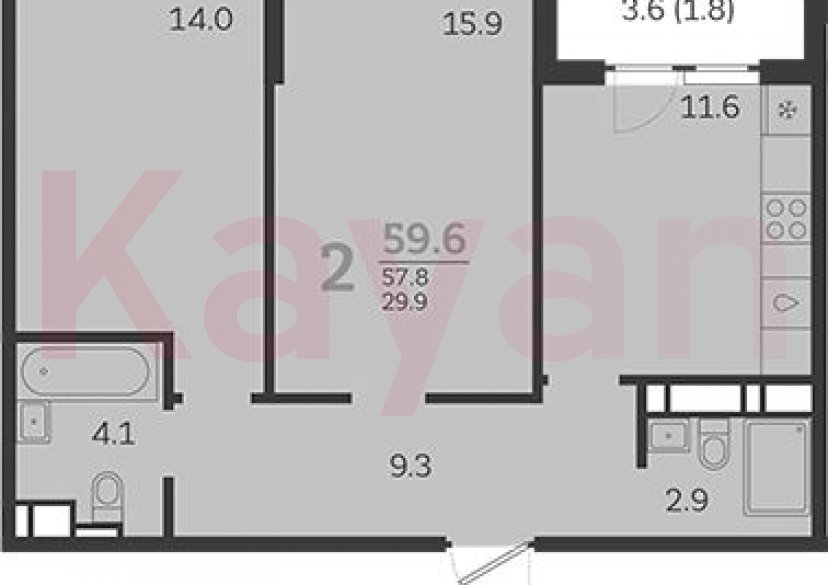 Продажа 2-комн. квартиры, 57.8 кв.м фото 0 Продажа 2-комн. квартиры, 57.8 кв.м фото 0